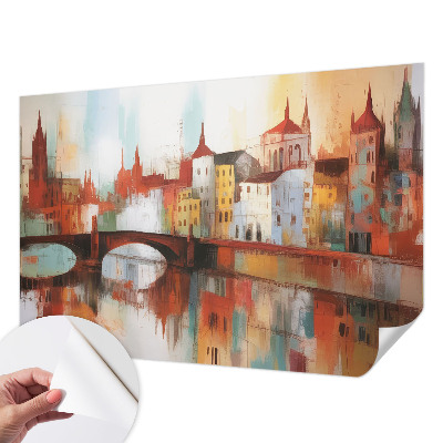 3D photo wallpaper mural with a city landscape design