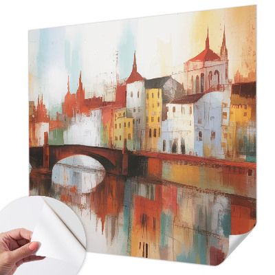 3D photo wallpaper mural with a city landscape design