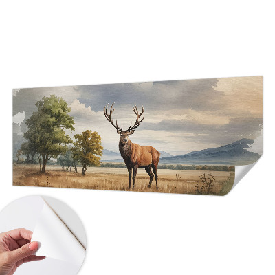 Baby room wall mural with a majestic deer motif
