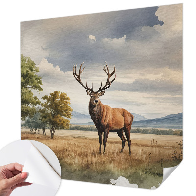 Baby room wall mural with a majestic deer motif