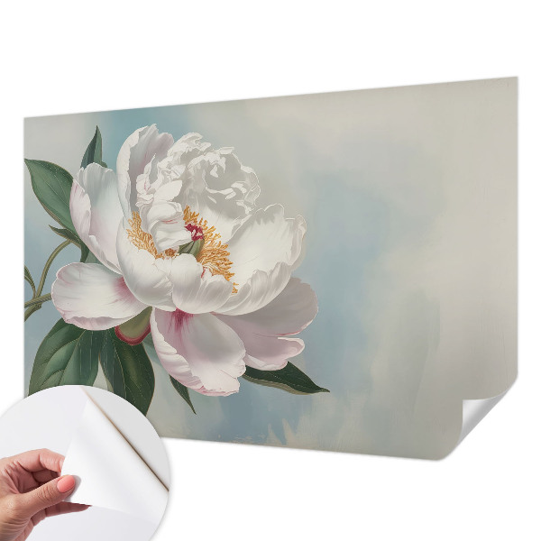 Peel and stick wall mural with a beautiful peony design