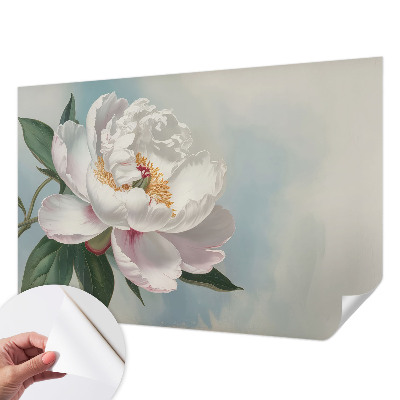 Peel and stick wall mural with a beautiful peony design