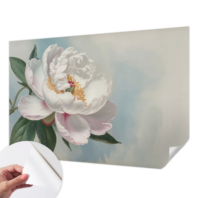 Peel and stick wall mural with a beautiful peony design