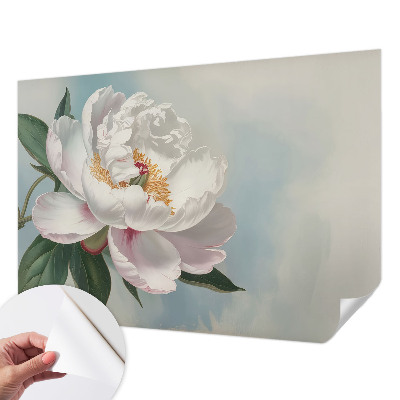 Peel and stick wall mural with a beautiful peony design