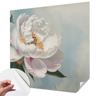 Peel and stick wall mural with a beautiful peony design