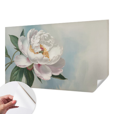 Peel and stick wall mural with a beautiful peony design