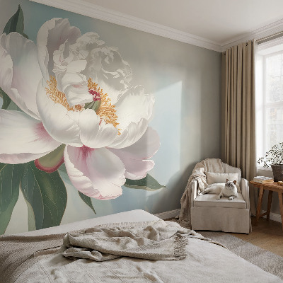 Peel and stick wall mural with a beautiful peony design