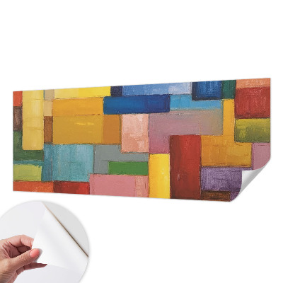 Self-adhesive wall mural with a pattern of colored rectangles