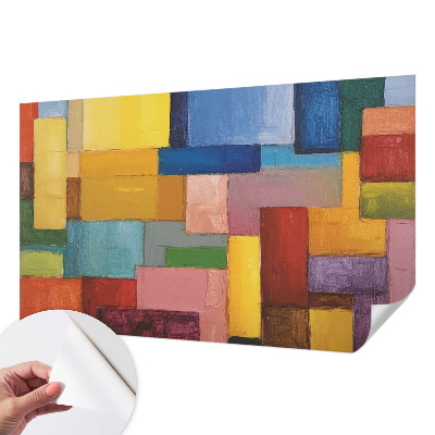Self-adhesive wall mural with a pattern of colored rectangles