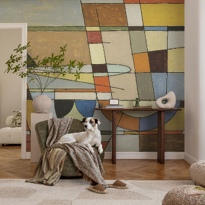 Peel and stick wallpaper mural with a geometric harmony design