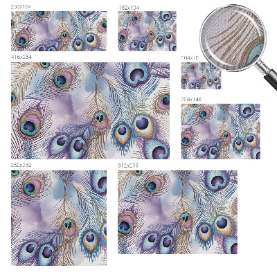 Removable wall mural wallpaper with a peacock feather pattern