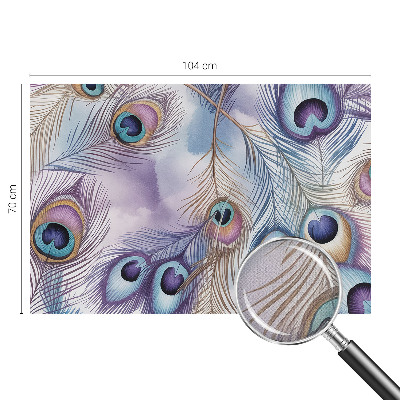Removable wall mural wallpaper with a peacock feather pattern