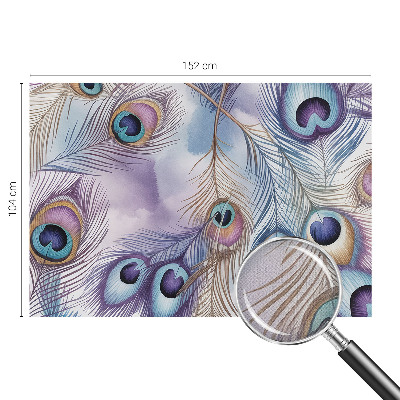 Removable wall mural wallpaper with a peacock feather pattern
