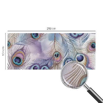Removable wall mural wallpaper with a peacock feather pattern