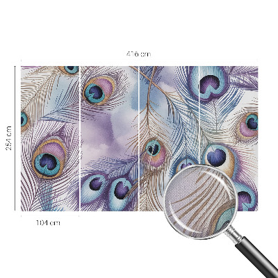 Removable wall mural wallpaper with a peacock feather pattern