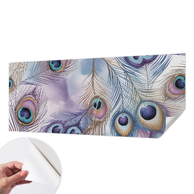 Removable wall mural wallpaper with a peacock feather pattern