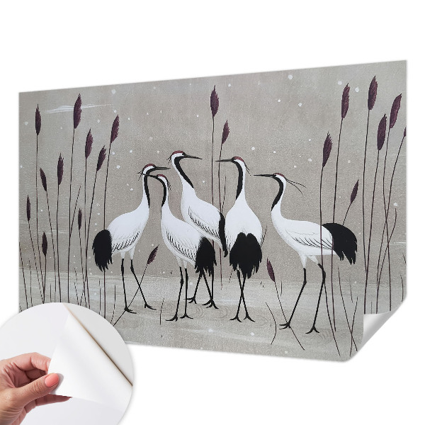 Peel and stick wall mural for kids' room A flock of cranes