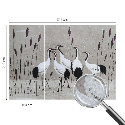 Peel and stick wall mural for kids' room with a flock of cranes design