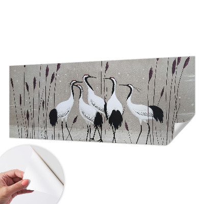 Peel and stick wall mural for kids' room A flock of cranes