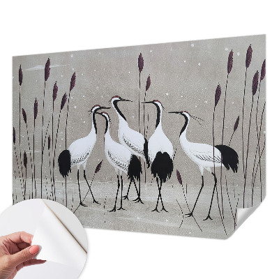 Peel and stick wall mural for kids' room A flock of cranes