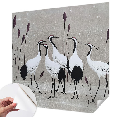 Peel and stick wall mural for kids' room A flock of cranes