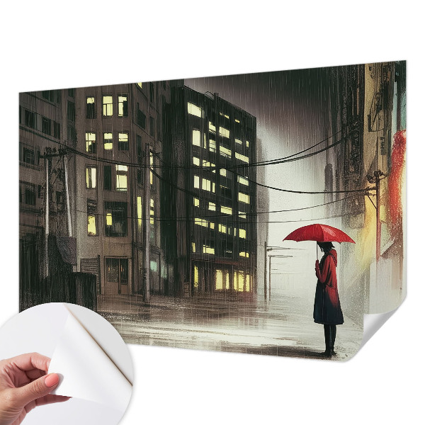 3D wall mural Rainy city