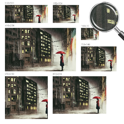 3D wall mural with a rainy city design