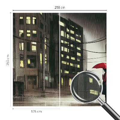 3D wall mural with a rainy city design