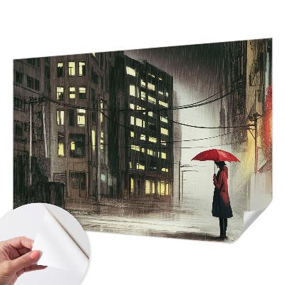 3D wall mural Rainy city