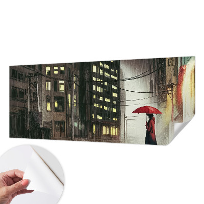 3D wall mural Rainy city