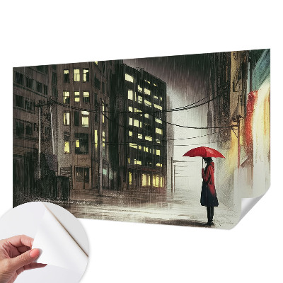 3D wall mural Rainy city