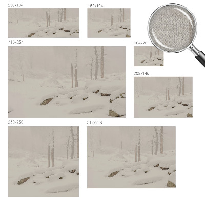 Children's wall mural with a snowy forest design