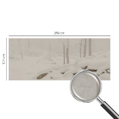 Children's wall mural with a snowy forest design