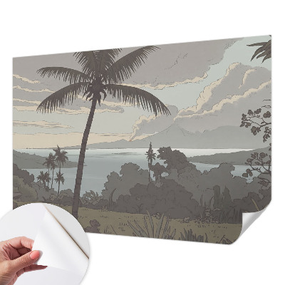 3D photo wallpaper mural with an exotic landscape motif