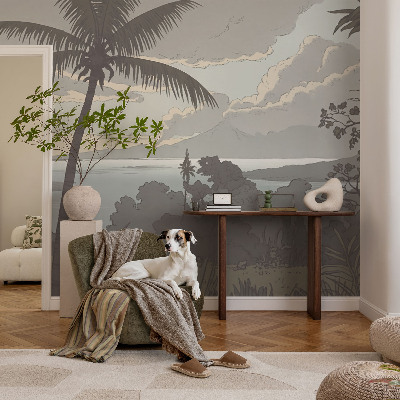 3D photo wallpaper mural with an exotic landscape motif