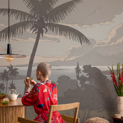 3D photo wallpaper mural with an exotic landscape motif