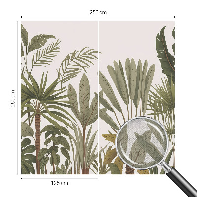 Baby room wall mural with an exotic leaves motif