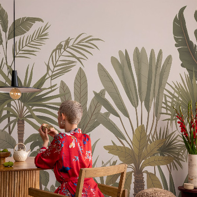 Baby room wall mural Exotic leaves