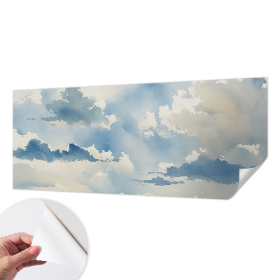 Peel and stick wallpaper mural with a heavenly clouds design