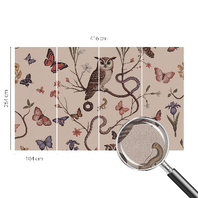 Self-adhesive photo wallpaper with an owl nature motif
