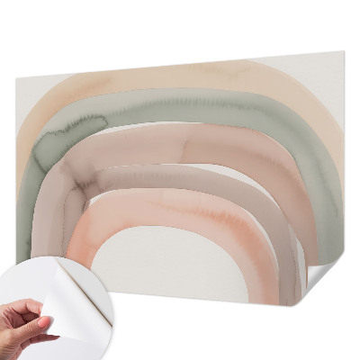 Self-adhesive wall mural with a rainbow arches design