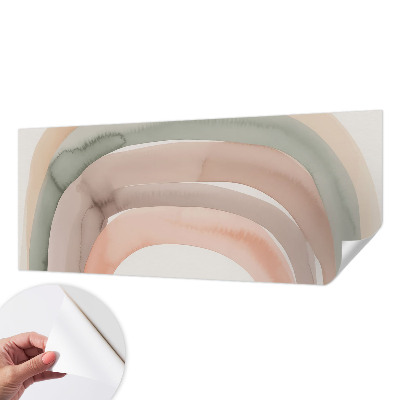Self-adhesive wall mural with a rainbow arches design