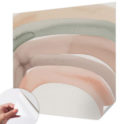 Self-adhesive wall mural with a rainbow arches design