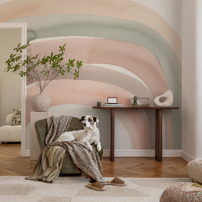 Self-adhesive wall mural with a rainbow arches design