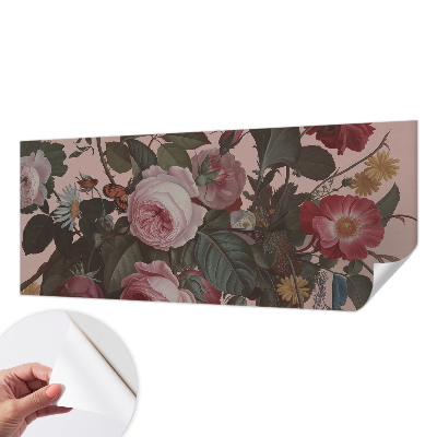 Removable wall mural with a floral elegance design