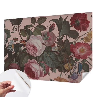 Removable wall mural with a floral elegance design