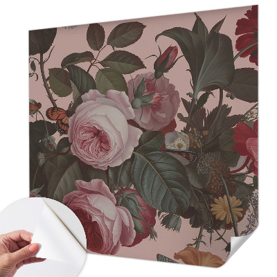 Removable wall mural with a floral elegance design