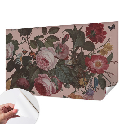 Removable wall mural with a floral elegance design