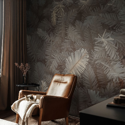 Peel-and-stick wall mural with a frosty twigs design for the living room