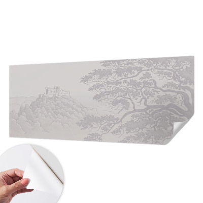 Removable wall mural wallpaper with a castle landscape design
